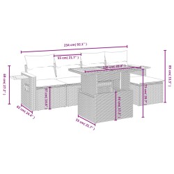Salon de jardin avec coussins 6 pcs beige résine tressée 