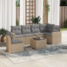 Salon de jardin avec coussins 7 pcs beige résine tressée 