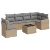 Salon de jardin avec coussins 7 pcs beige résine tressée 