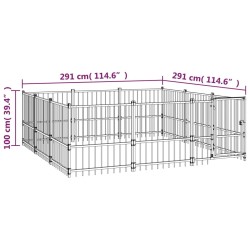 Chenil d'extérieur pour chiens Acier 8,47 m² 