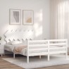 Cadre de lit sans matelas blanc bois de pin massif 