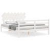 Cadre de lit sans matelas blanc bois de pin massif 