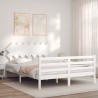 Cadre de lit sans matelas blanc bois de pin massif 