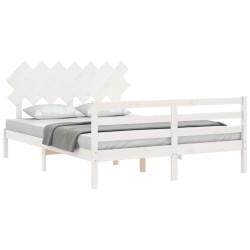 Cadre de lit sans matelas blanc bois de pin massif 