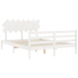 Cadre de lit sans matelas blanc bois de pin massif 