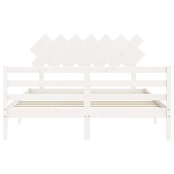Cadre de lit sans matelas blanc bois de pin massif 