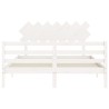 Cadre de lit sans matelas blanc bois de pin massif 