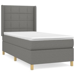 Sommier à lattes de lit avec matelas Gris foncé 100x200cm Tissu 