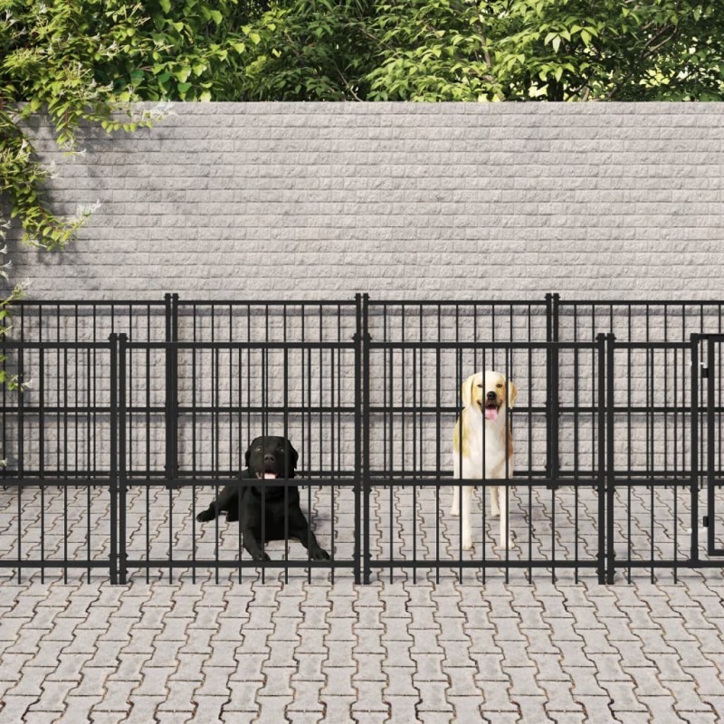 Chenil d'extérieur pour chiens Acier 7,51 m² 