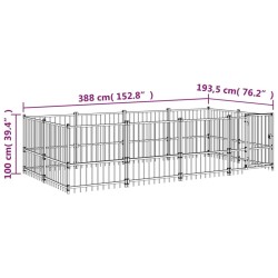 Chenil d'extérieur pour chiens Acier 7,51 m² 
