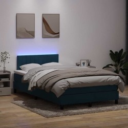 Sommier à lattes de lit et matelas bleu foncé 120x220cm velours 