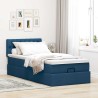 Cadre de lit ottoman avec matelas bleu 90x190 cm tissu 