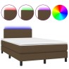 Sommier à lattes de lit matelas et LED marron foncé 120x190 cm 