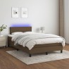 Sommier à lattes de lit matelas et LED marron foncé 120x190 cm 