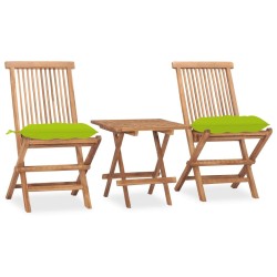 Ensemble à manger d'extérieur pliable coussin 3pcs Teck massif 