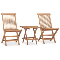 Ensemble à manger d'extérieur pliable coussin 3pcs Teck massif 