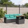 Salon de jardin 5 pcs avec coussins noir résine tressée 