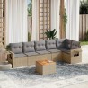 Salon de jardin avec coussins 7 pcs beige résine tressée 
