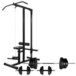 Tour de musculation avec jeu d'haltères et poids 60,5 kg 