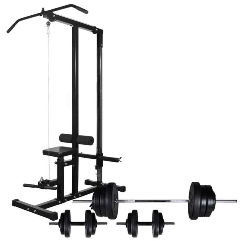 Tour de musculation avec jeu d'haltères et poids 60,5 kg 