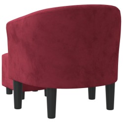 Fauteuil avec repose-pied rouge bordeaux velours 