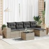 Salon de jardin 6 pcs avec coussins gris clair résine tressée 