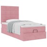 Cadre de lit ottoman avec matelas rose 90x190 cm velours 