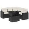 Salon de jardin 6 pcs avec coussins noir résine tressée 