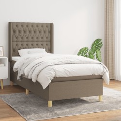 Sommier à lattes de lit avec matelas Taupe 90x190 cm Tissu 
