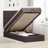 Cadre de lit ottoman avec matelas marron foncé 90x190 cm tissu 