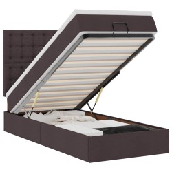 Cadre de lit ottoman avec matelas marron foncé 90x190 cm tissu 