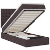 Cadre de lit ottoman avec matelas marron foncé 90x190 cm tissu 