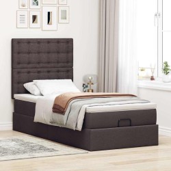Cadre de lit ottoman avec matelas marron foncé 90x190 cm tissu 