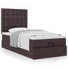 Cadre de lit ottoman avec matelas marron foncé 90x190 cm tissu 