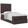 Cadre de lit ottoman avec matelas marron foncé 90x190 cm tissu 