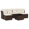 Salon de jardin avec coussins 7 pcs marron résine tressée 