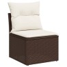 Salon de jardin avec coussins 7 pcs marron résine tressée 