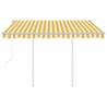 Auvent rétractable automatique et poteaux 3,5x2,5 m Jaune blanc 