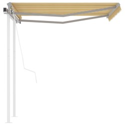 Auvent rétractable automatique et poteaux 3,5x2,5 m Jaune blanc 