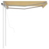 Auvent rétractable automatique et poteaux 3,5x2,5 m Jaune blanc 