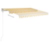 Auvent rétractable automatique et poteaux 3,5x2,5 m Jaune blanc 