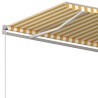Auvent rétractable automatique et poteaux 3,5x2,5 m Jaune blanc 