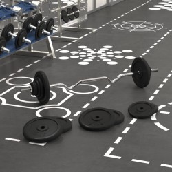 Barre d'haltères avec plaques 90 kg fonte et acier chromé 