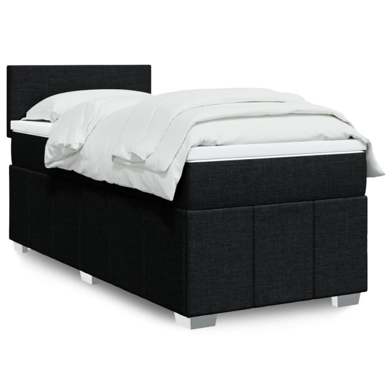 Sommier à lattes de lit avec matelas Noir 100x200 cm Tissu 
