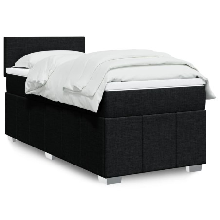 Sommier à lattes de lit avec matelas Noir 100x200 cm Tissu 