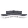 Salon de jardin 5 pcs avec coussins blanc bois de pin 