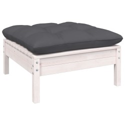 Salon de jardin 5 pcs avec coussins blanc bois de pin 