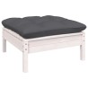 Salon de jardin 5 pcs avec coussins blanc bois de pin 