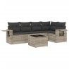 Salon de jardin 6 pcs avec coussins gris clair résine tressée 