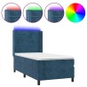 Sommier à lattes de lit matelas et LED Bleu foncé 100x200 cm 